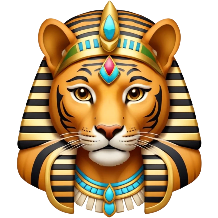 Tiger pharaoh with Egyptian headdress emoji