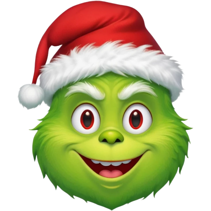 The Grinch, happy face, with christmas hat emoji