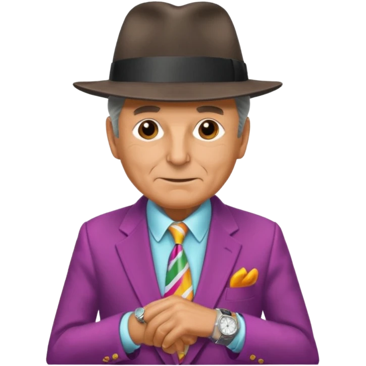 Aged mobster with colored suit and hat emoji