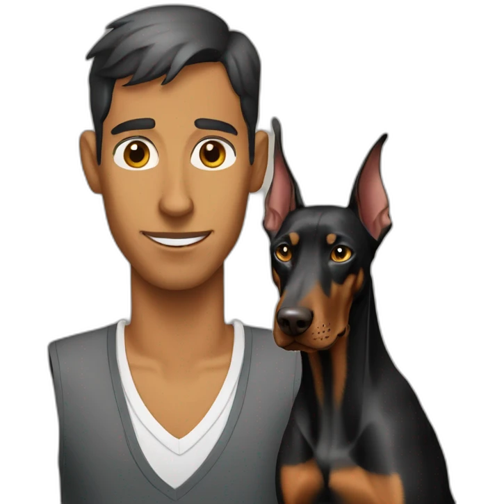 Doberman con gato emoji