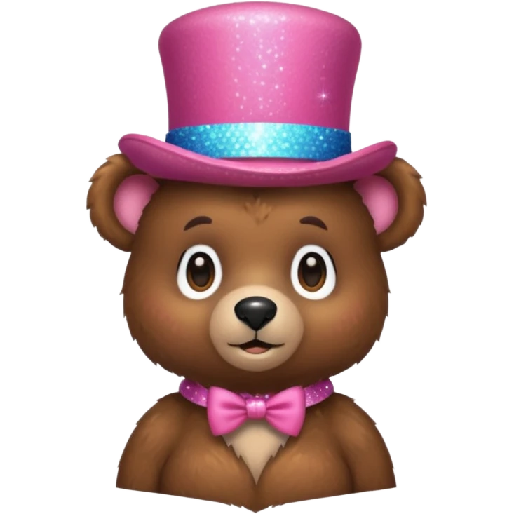 Cute bear with a pink sparkly top hat  emoji