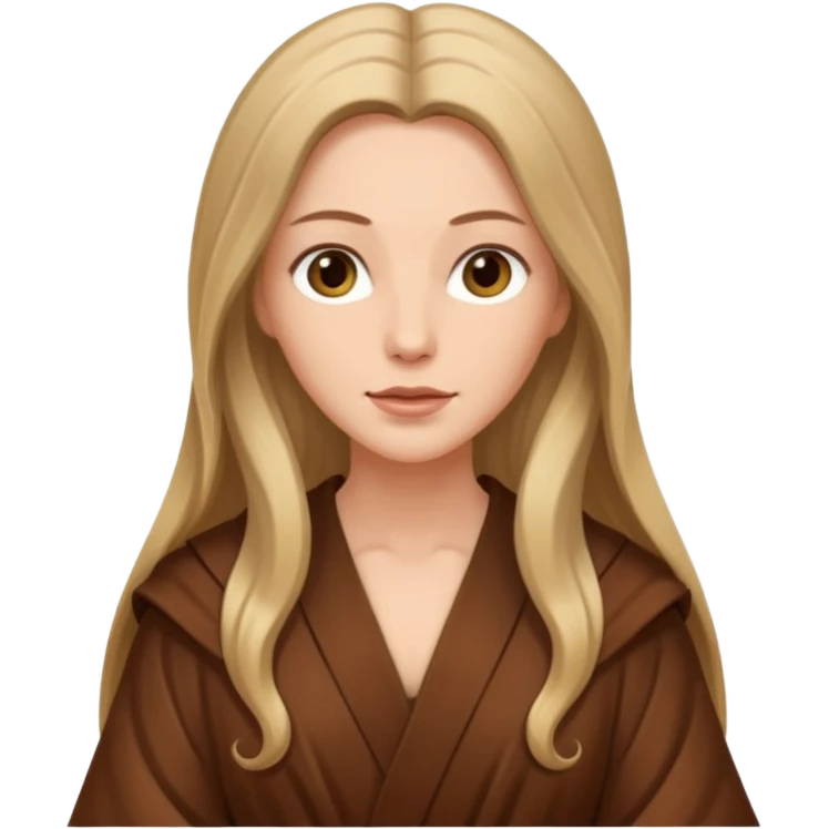 white long haired woman in brown robe emoji