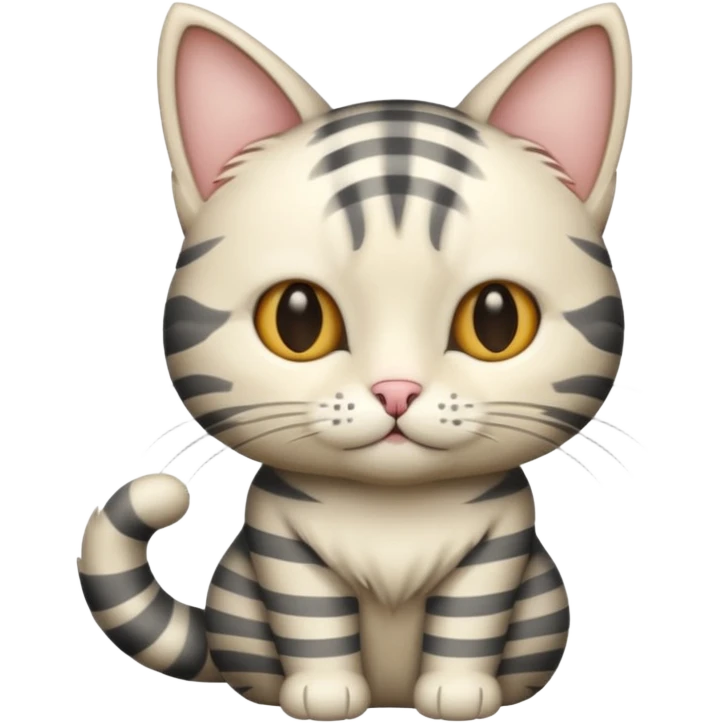 striped cat with hair in cream and gray colors emoji