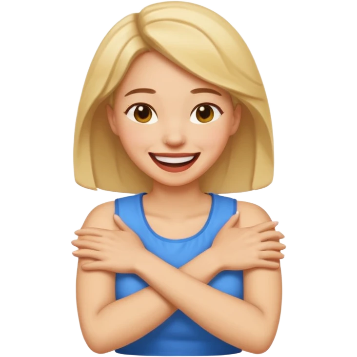 arms crossing neck laughing woman emoji