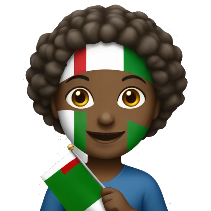 italian black girl smiling holding italy flag emoji