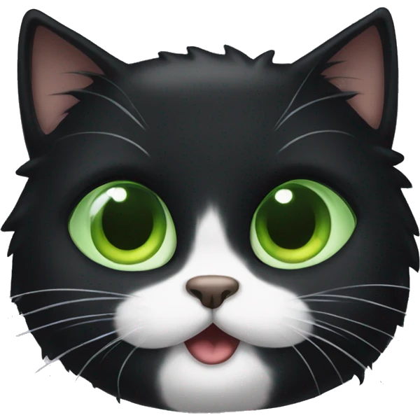 Black haired cat with green eyes peek a boo emoji