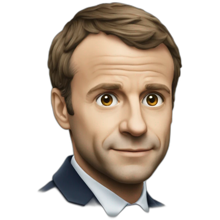 Macron dans un arbes qui fait un doit emoji