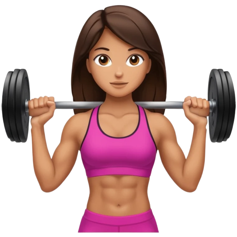 brunette girl with abs lifting weights emoji