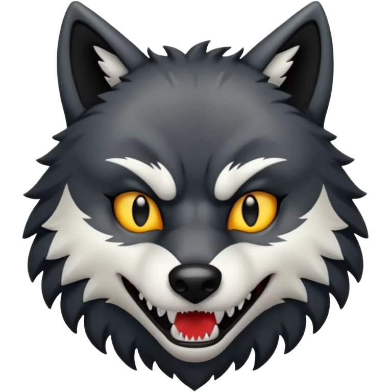 Black and white wolf face terror looking  shadow emoji emoji