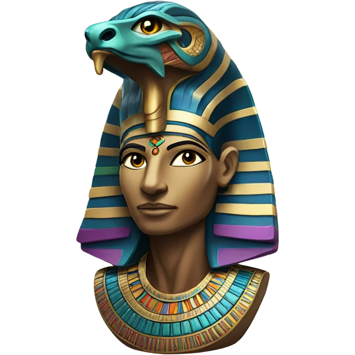 colourful statue of egypt god with cobra
face emoji