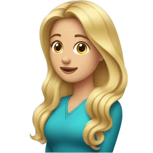 mujer rubia mirando su cabello decolorado emoji