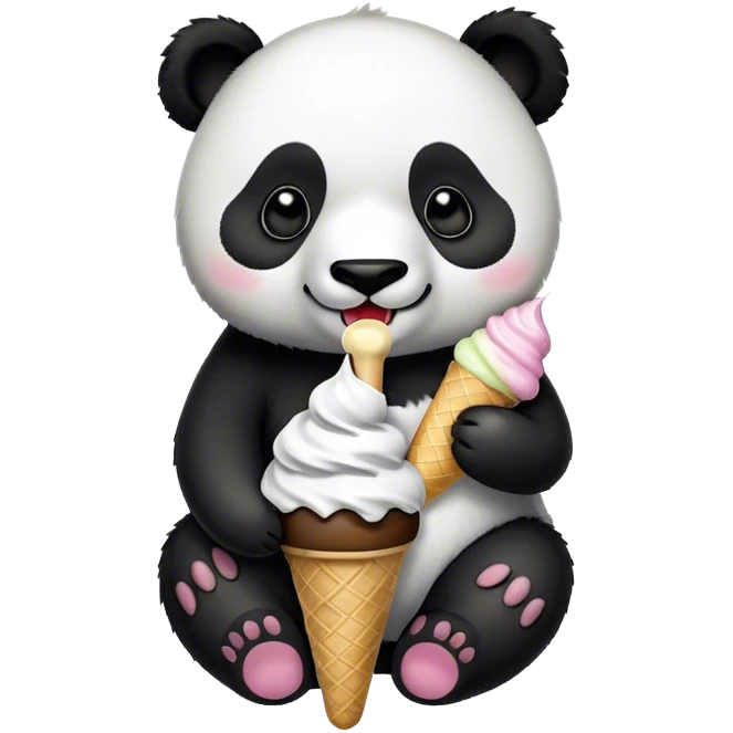 Panda eating ice cream emoji