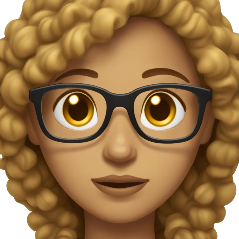 woman caramel skin brown hair and light brown eyes, medium lenght hair with pasta glasses emoji