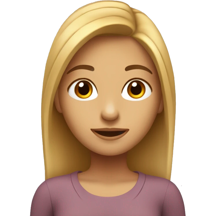 Chica con  pelo largo rubio y marrón  y ojos de color marrón  emoji