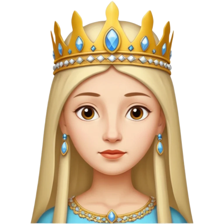 Princess Olga, Kievan Rus, fair oval face with a high forehead, straight nose, thin lips and fair hair gathered under a headdress. emoji