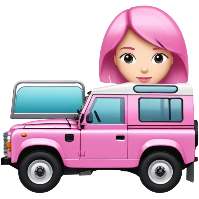 Pink Land Rover with HAIRDRESSER written on side  emoji