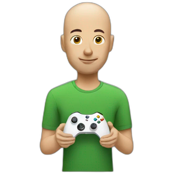 Bald man playing Xbox  emoji