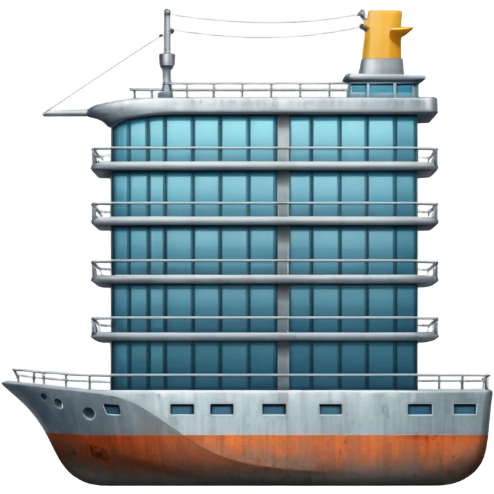 half office building and half ship emoji