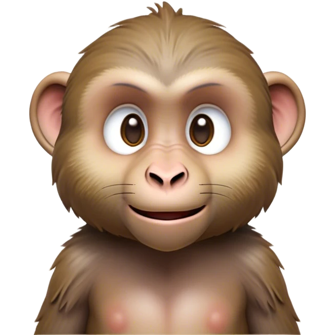 Cinematic Realistic Cute Baboon Portrait Emoji, Head tilted playfully and inquisitively, featuring a compact, sturdy build with a distinctly textured, expressive face characterized by bright, curious eyes and a subtly softened snout, rendered with realistic earthy detail and natural highlights, high shine, affectionate and spirited, styled with a touch of jungle whimsy, soft glowing outline, capturing the essence of a mischievous yet endearing baboon that appears ready to leap playfully out of the screen! emoji