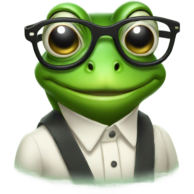 Nerdy frog with glasses and a moustache  emoji