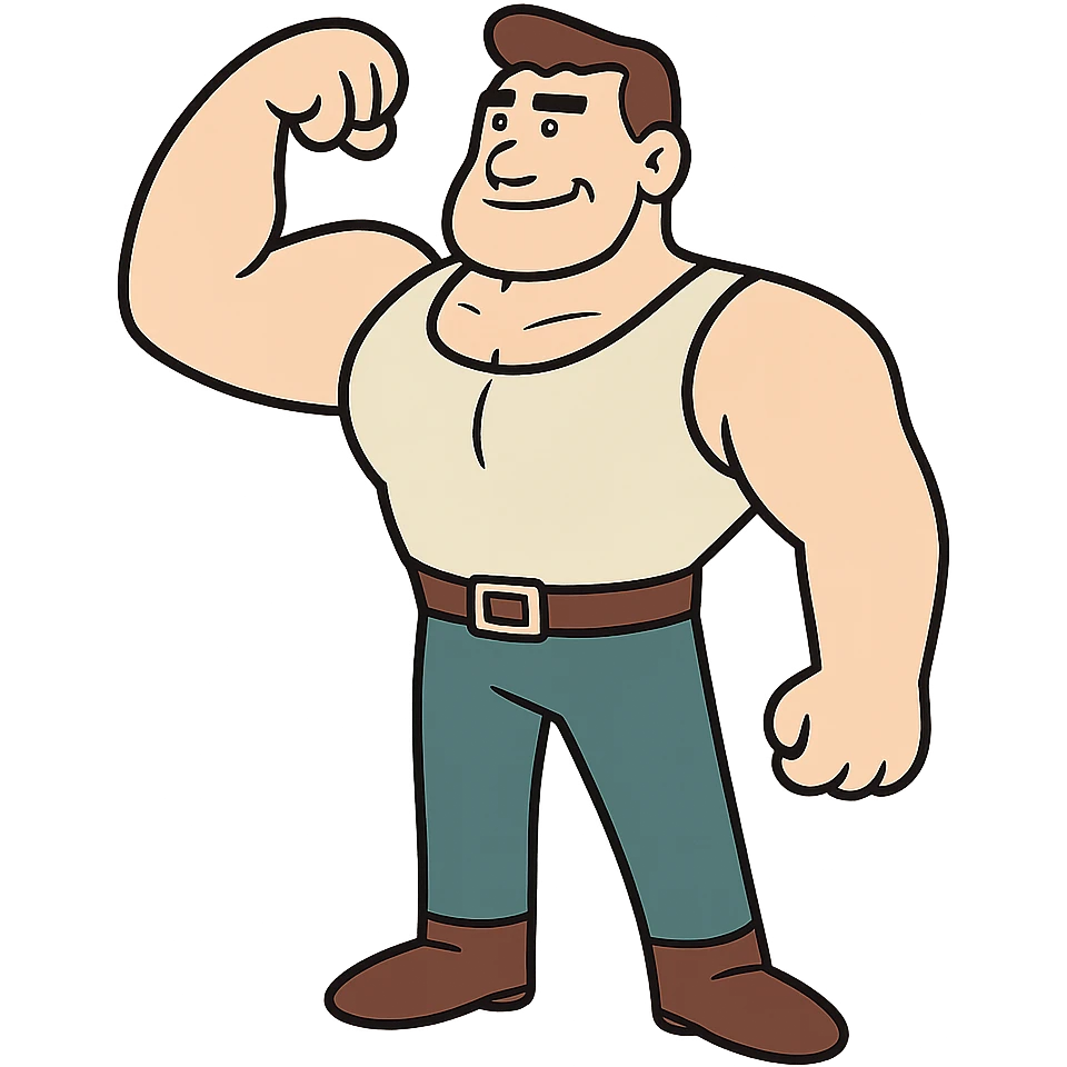 strong man, minimalist style, simple lines, bold silhouette, modern look emoji