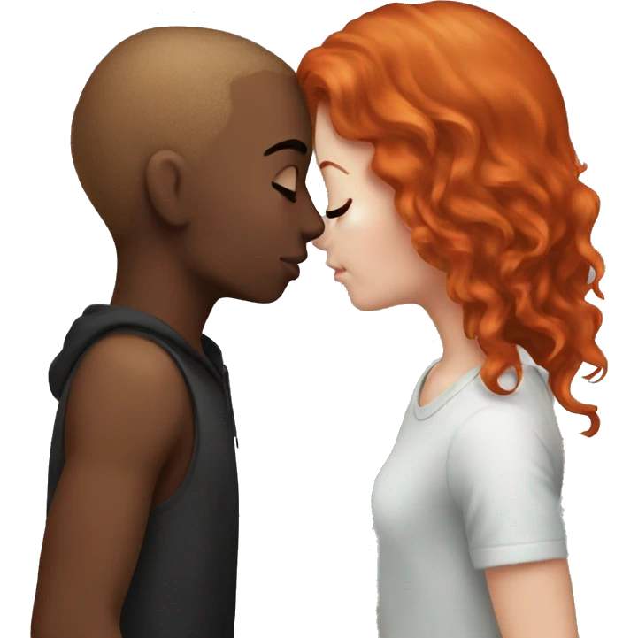 Red head girl kiss black head girlfriend  emoji