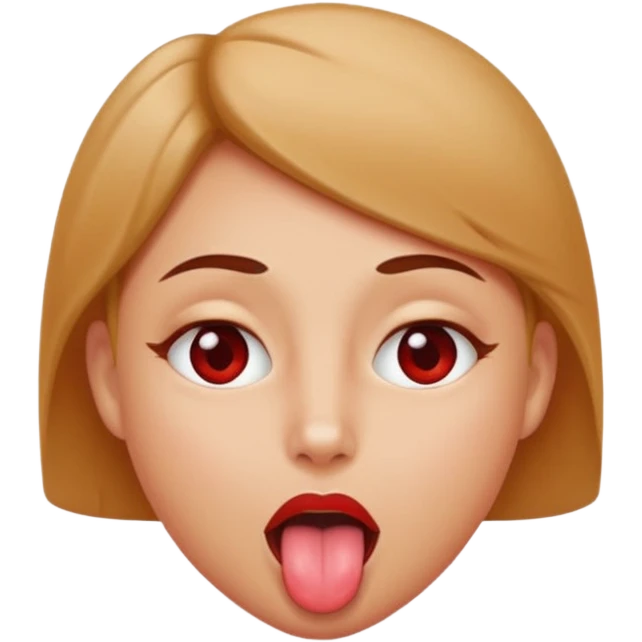 Sexy face with one tongue out, red cheeks, eyes rolled back into head in pleasure emoji