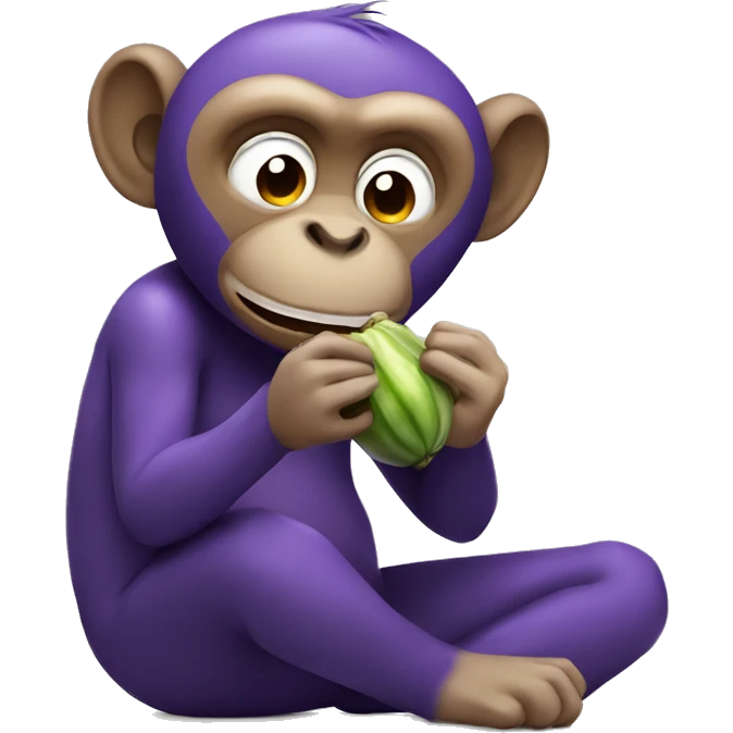 monkey eating eggplant  emoji