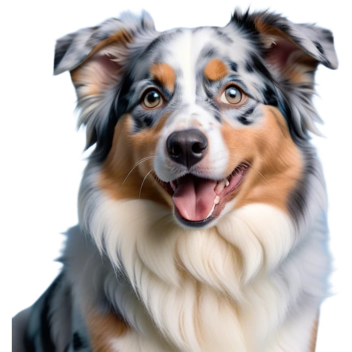 Cinematic Cute Yawning Tan Point Blue Merle Australian Shepherd Portrait Emoji, Head tilted slightly with a dramatic, wide-open yawn, soft blue merle fur with prominent tan points and crisp white accents, floppy ears slightly drooping, round blue eyes barely open in drowsy contentment, Simplified yet irresistibly adorable features, highly detailed, glowing with a soft, cozy glow, high shine, relaxed yet expressive, stylized with a touch of whimsy, bright and endearing, soft glowing outline, capturing the essence of a sleepy yet affectionate pup, so drowsy it feels like it could stretch right out of the screen and curl up for a nap! emoji