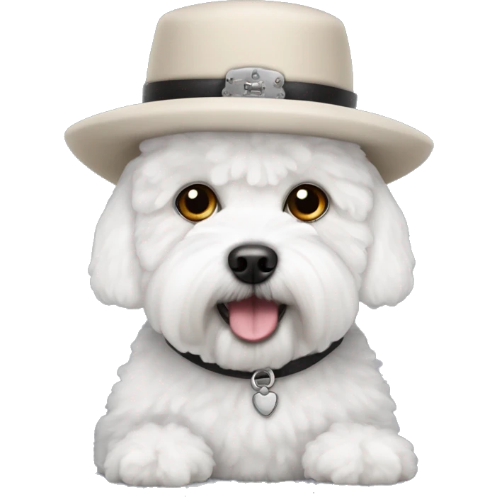 Bichon frise with prisoner hat emoji