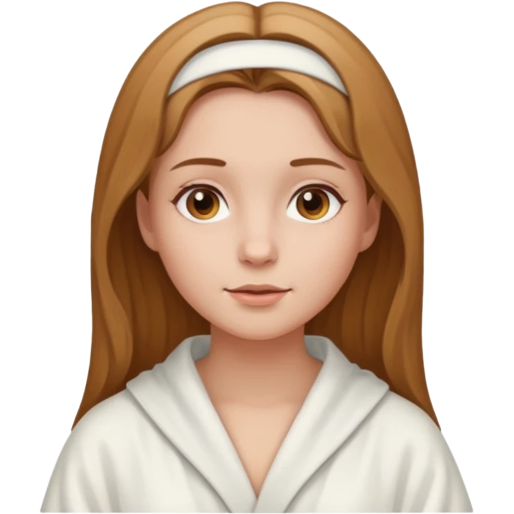 girl having facial wearing white robe, light brown coloour emoji