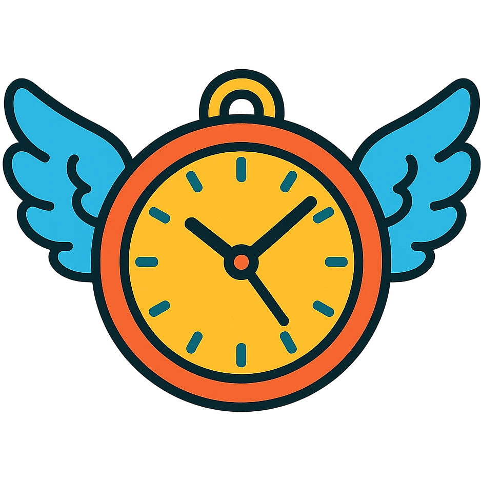 clock with angel wings in vibrant toon style emoji