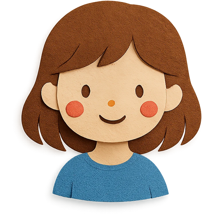 paper craft style cute girl with brown hair emoji