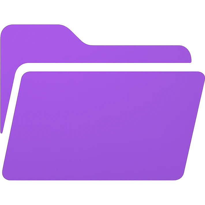 purple folder icon, clean and simple, modern icon style emoji