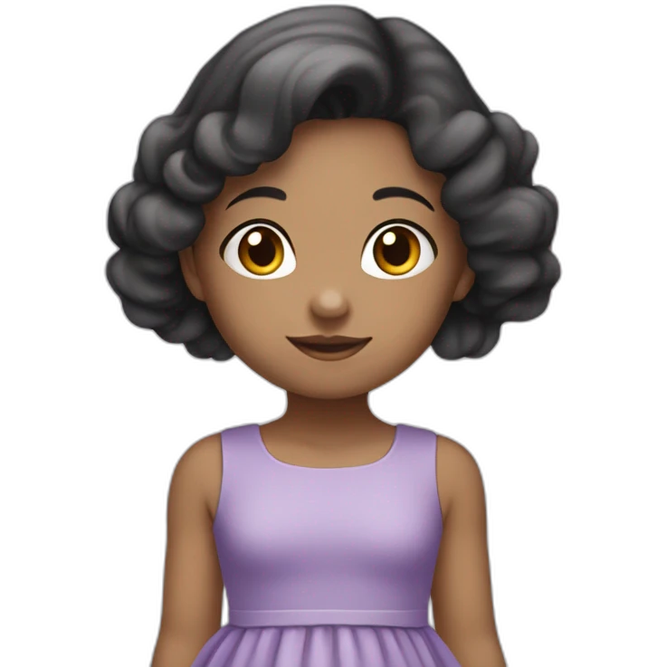 Child girl , Carrying a cloud ,blak hair, Light-skinned،  purple dress emoji