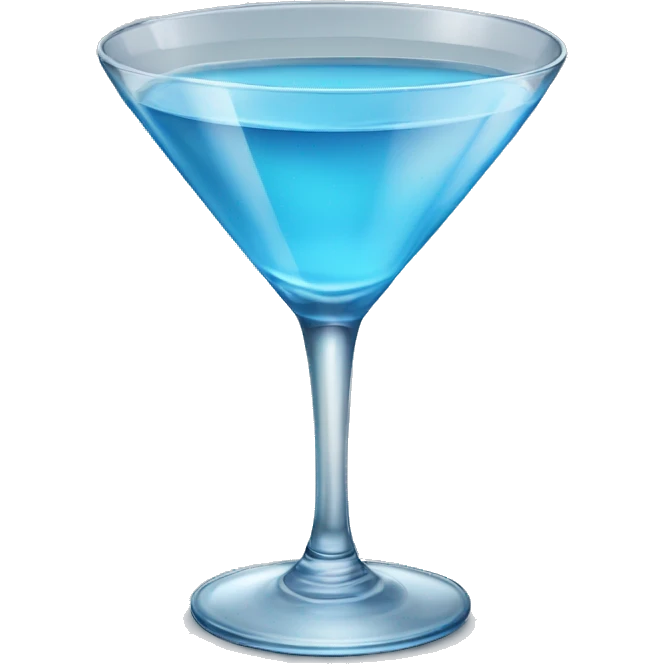 Realistic glass of blue gin Martini. emoji