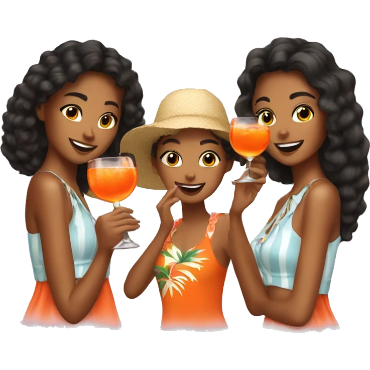 Three beautiful Hawaii girls drinking aperol emoji