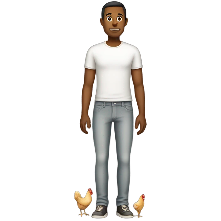 A man with chicken legs instead of human legs emoji