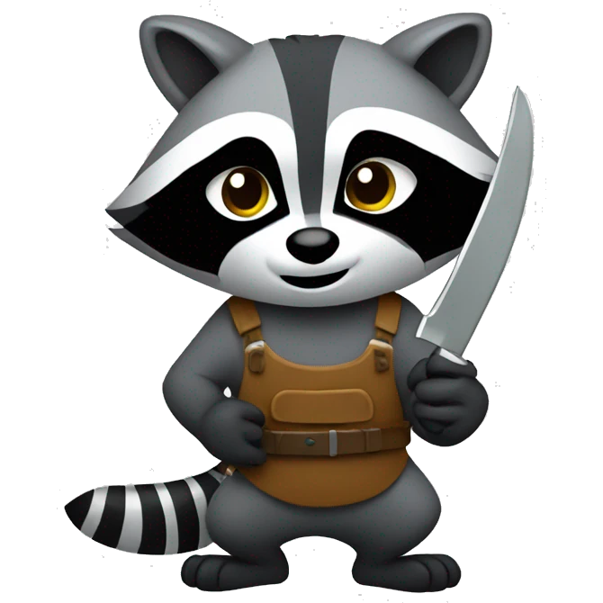 Raccoon holding a knife emoji