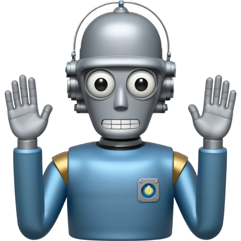 Bender from Futurama looking at the camera from back, wearing a t-shirt emoji