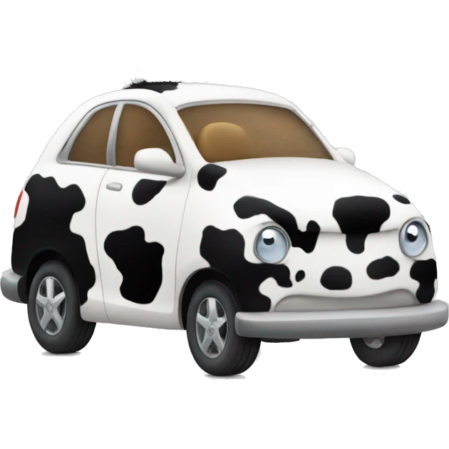 Whte car with cow fur emoji