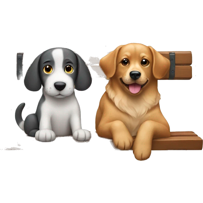Dog and cat on a bench emoji
