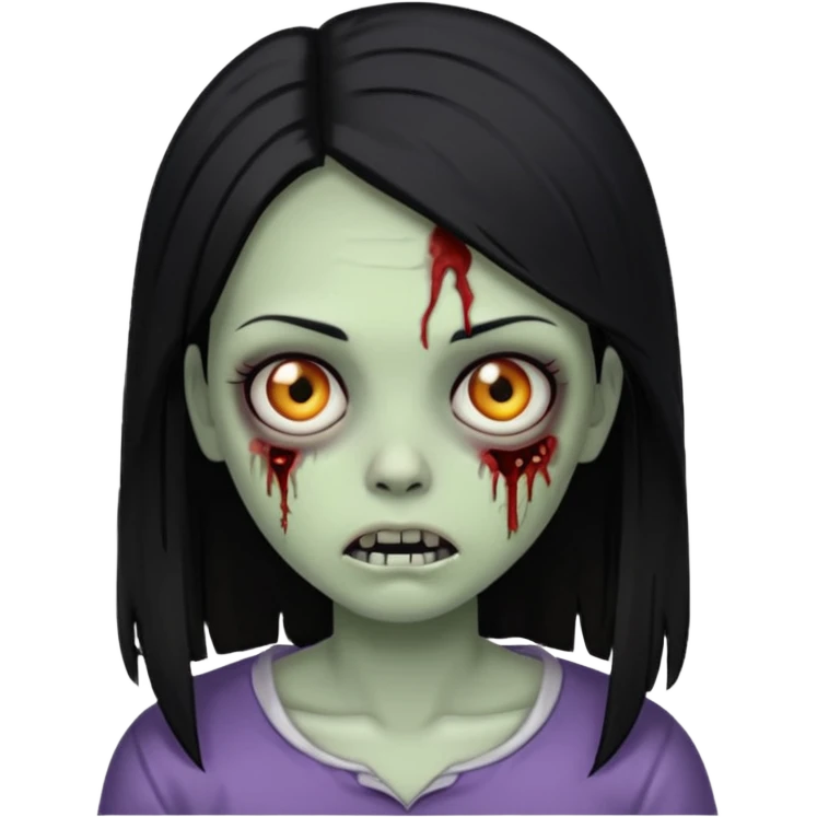 zombie girl with black straight hair emoji