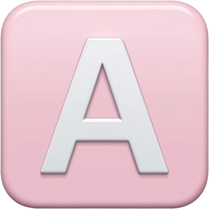 White letter A in a light pink sqaure emoji