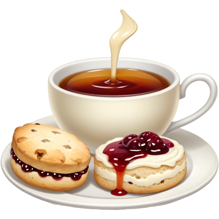 English tea with scone with cream and jam emoji