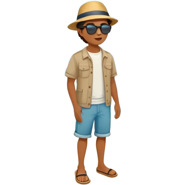 A person standing at the edge of the ocean, looking at the vast waves in front of them. The waves are playful and inviting (fun & play), the deep water is calm and powerful (relationships & meaning), and the beach walk is peaceful, with footprints marking the sand (being present & savoring life).  emoji