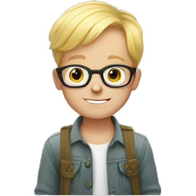 Blonde boy with glasses holding a lot of plants emoji