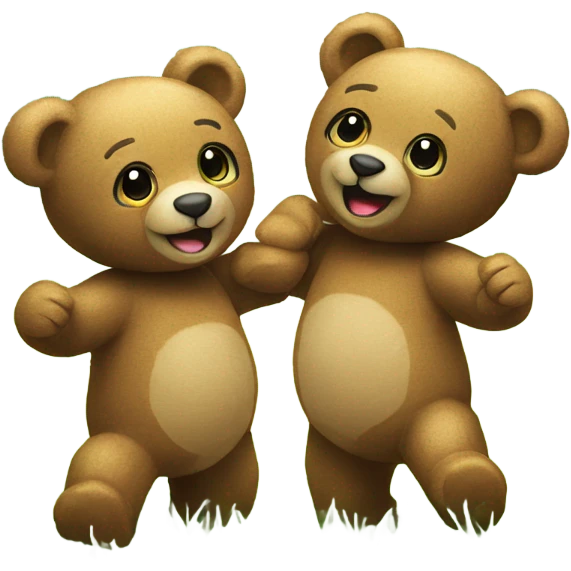 2 teddy bears dancing on 
 grass emoji