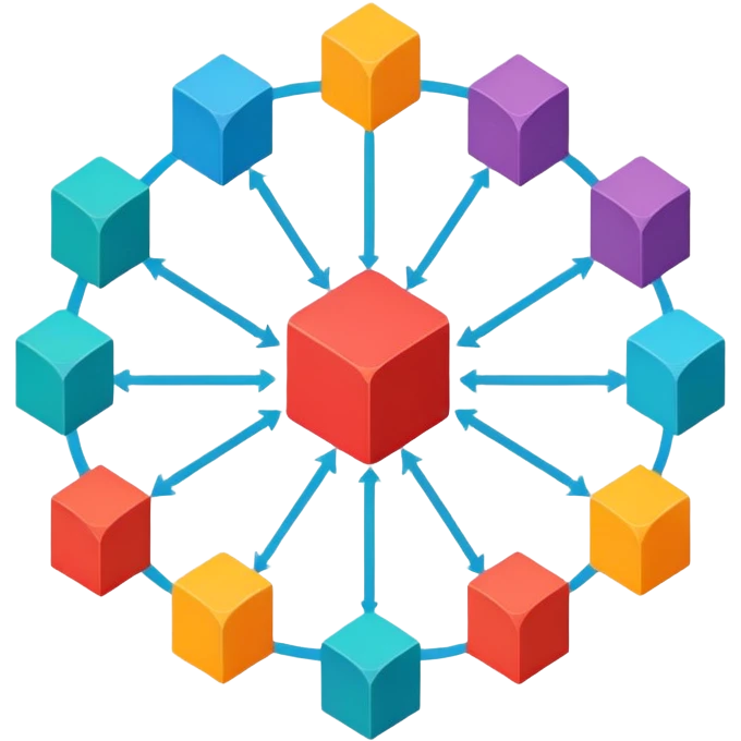 network in a circle with packages at intersection points emoji