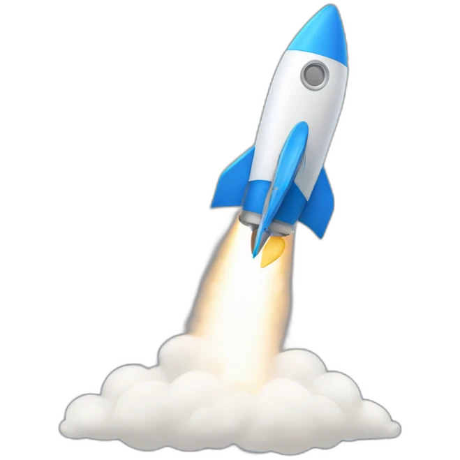 the blue rocket is flying to the right emoji